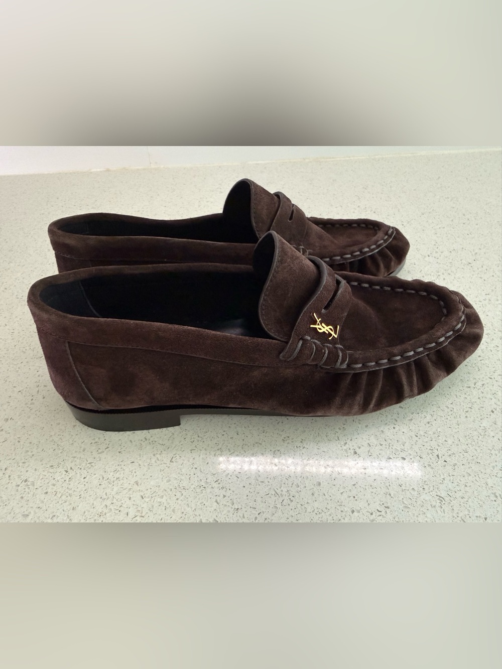 SAINT LAURENT YSL Le Loafer Brown Suede Penny Loafers Size EU 39 US 9 - Picture 2 of 10